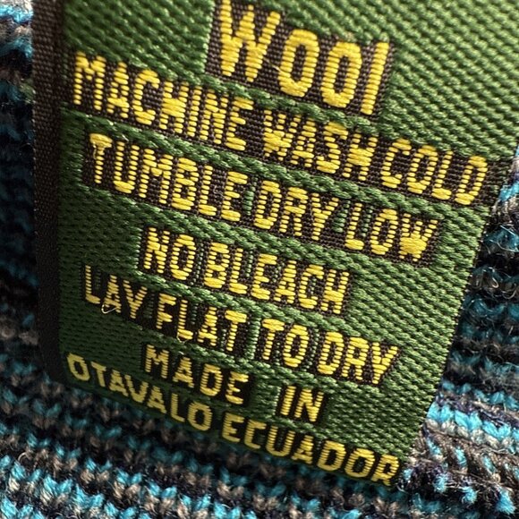 Vtg Bob Marley Tejidos Ruminahui Sweater Jacket XL Wool Blue Black Buffalo Zip - Picture 4 of 9